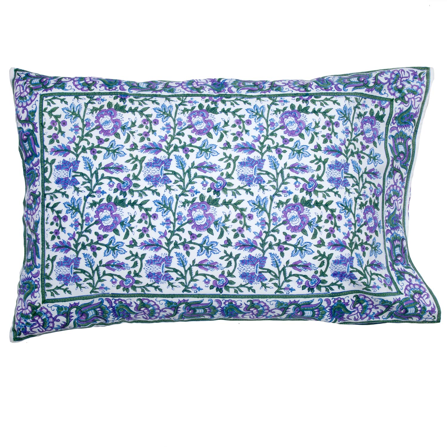 Aria-Riya Reversible Pillow Case - Lavender-Blue